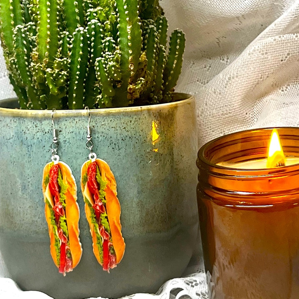 Loaded hoagie sandwich earrings